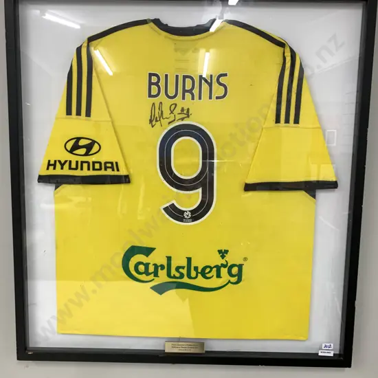 Phoenix Football Club Framed Nathan Burns Jersey Season 2014-15, 81 x 76cm