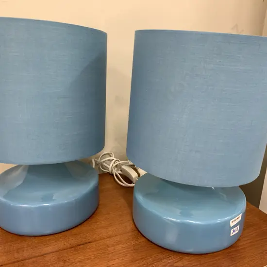 Pair Of Modern Ceramic Table Lamps 'Home Maker' Petrol Blue
