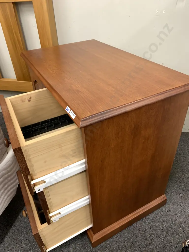 Solid Wood Storage Cabinet, 3 Drawer, 1 Door, CD Compartments, Knob Handles, H70 W75 D44cm Image 1++