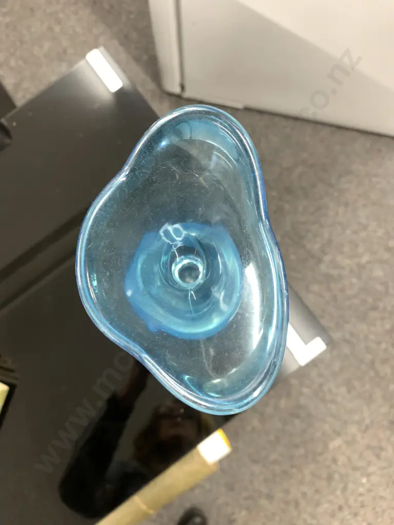 Tall Blue & Clear Scandinavian Glass Vase, H33cm Image 1++