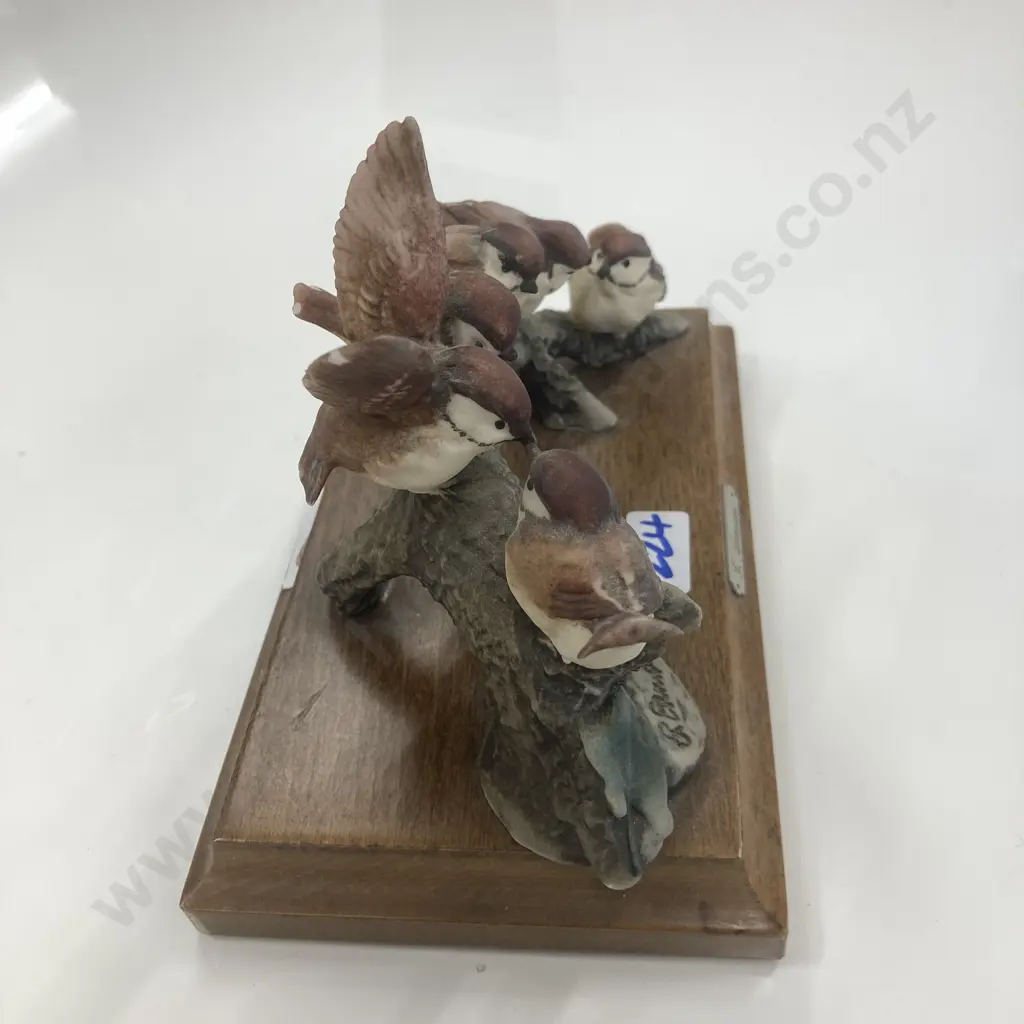 G. Armani Sparrows On Branch Ornament, 18 x 13cm Image 1++