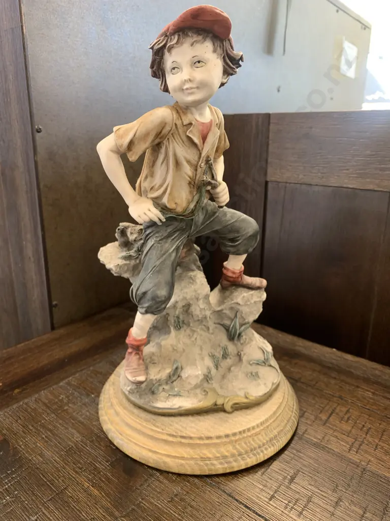 Vintage Armani Boy With Slingshot Figurine, Signed AG Image 1++