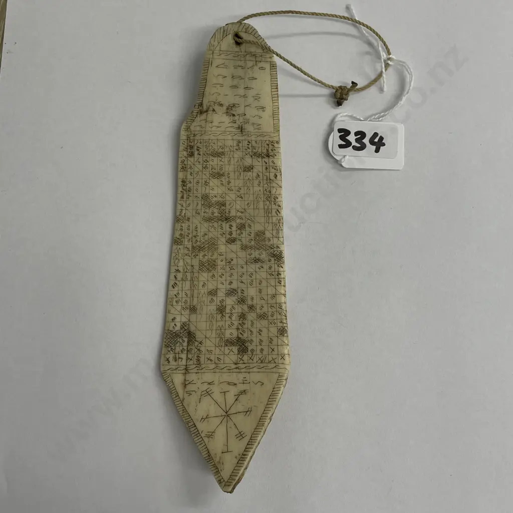 Rare 19th Century Scrimshaw on rib bone. L17cm W4.5cm Image 1++
