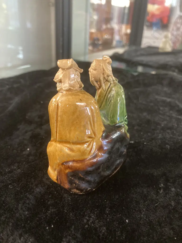 Ivory Nude Crouching Figurine with Iga Ware Ornamental Figurine Image 1++