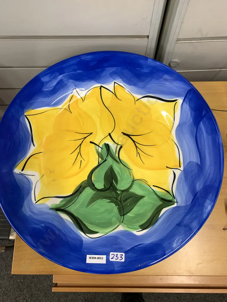 Petra Ceramics Large Serving Platter ' Blue Flora' With Blue Glass Dishes Image 1++