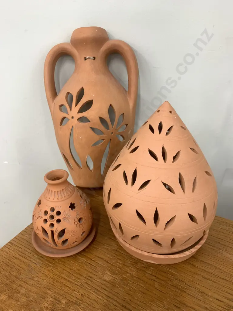 Terracotta Candle Holders / Incense Burners & Vase Wall Plaque Image 1++