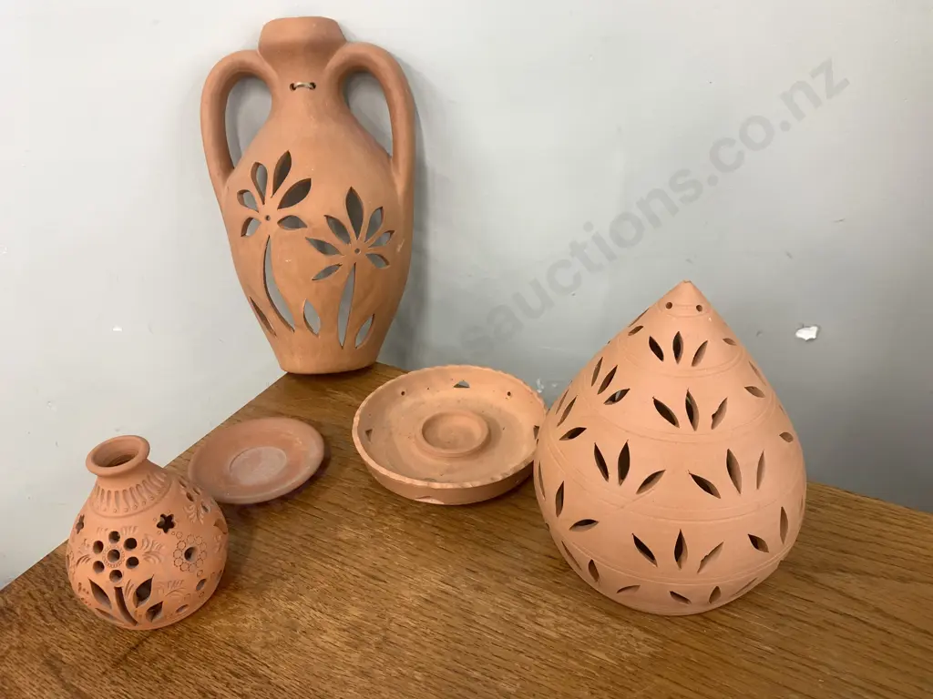 Terracotta Candle Holders / Incense Burners & Vase Wall Plaque Image 1++