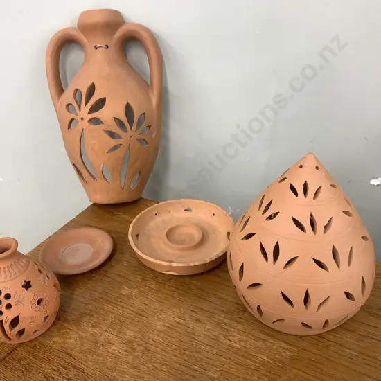 Terracotta Candle Holders / Incense Burners & Vase Wall Plaque
