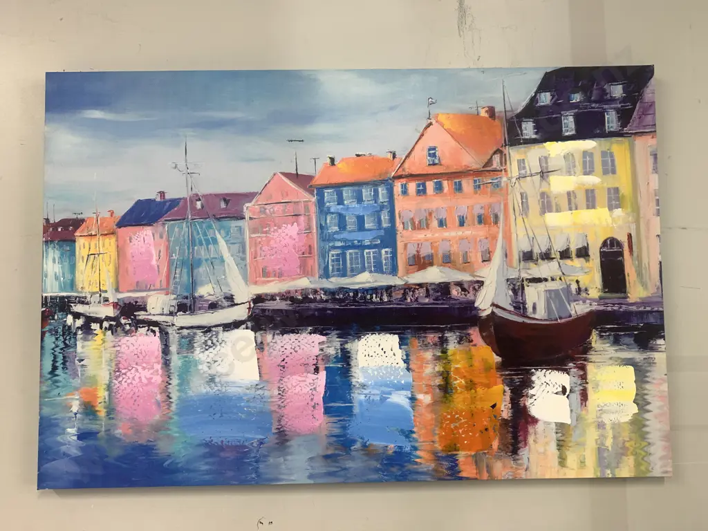 Canal Scene Picture On Canvas, 60 x 90cm Image 1++