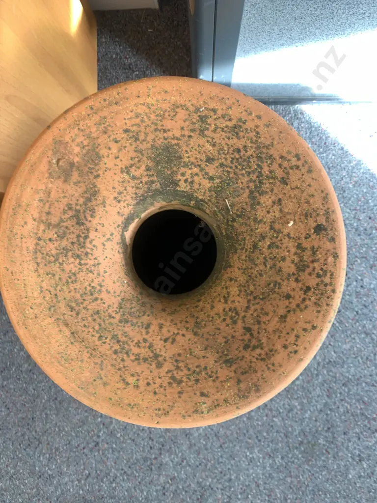 Terracotta Vase With Ornate Detailing & Flat Top, H51cm Image 1++