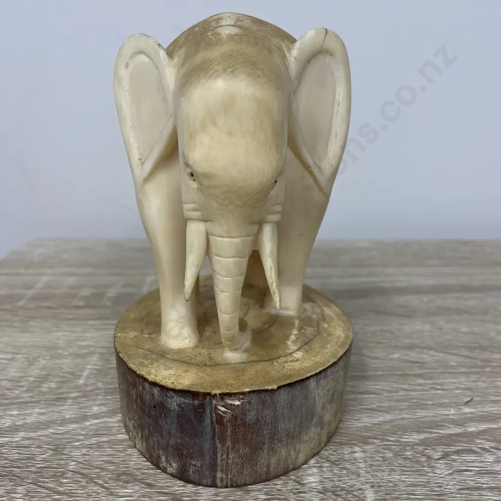 Ivory Carved Elephant Tusk H13cm. Carved from tusk. Beautiful detail Image 1++