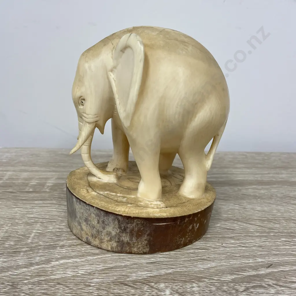 Ivory Carved Elephant Tusk H13cm. Carved from tusk. Beautiful detail Image 1++