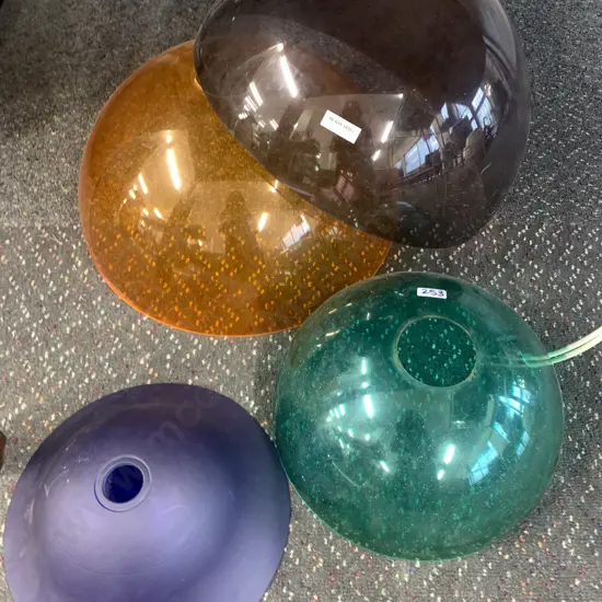 Assorted Retro Light Shades x 3 Perspex Including Purple Glass Shade