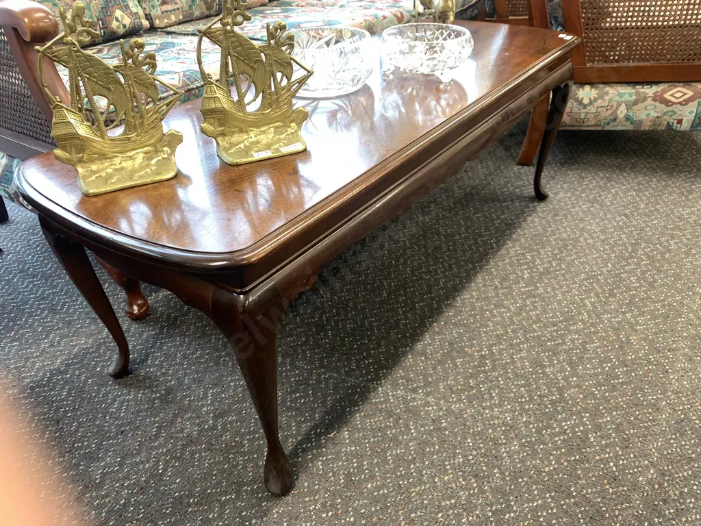 Mahogany Occasional Table, Cabriole Legs H43 W121 D45cm Image 1++