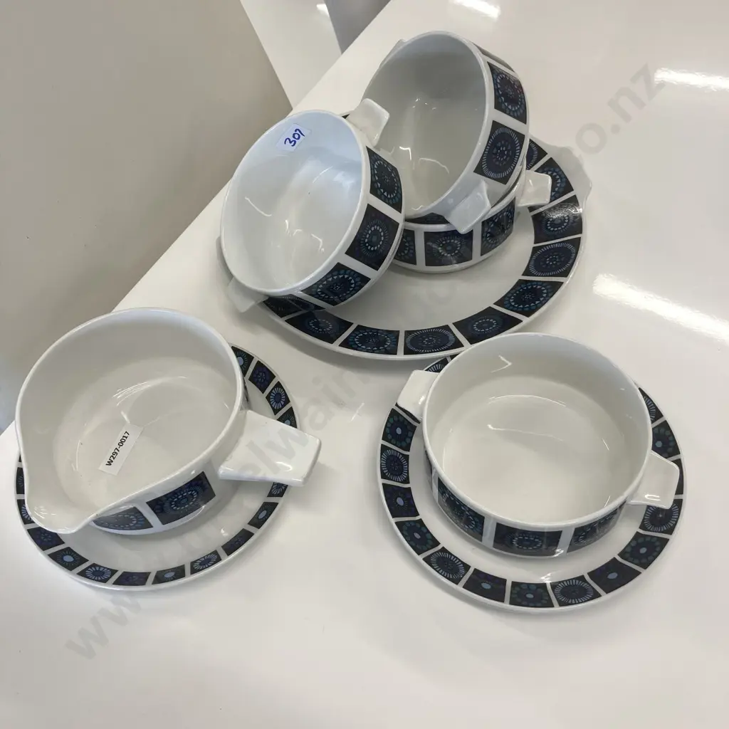 Vintage Midwinter Marquis Of Queensbury Madeira Pattern Serving Platters x 2, Gravy Jug, 4 Soup Bowls & 3 Under Dishes Image 1++