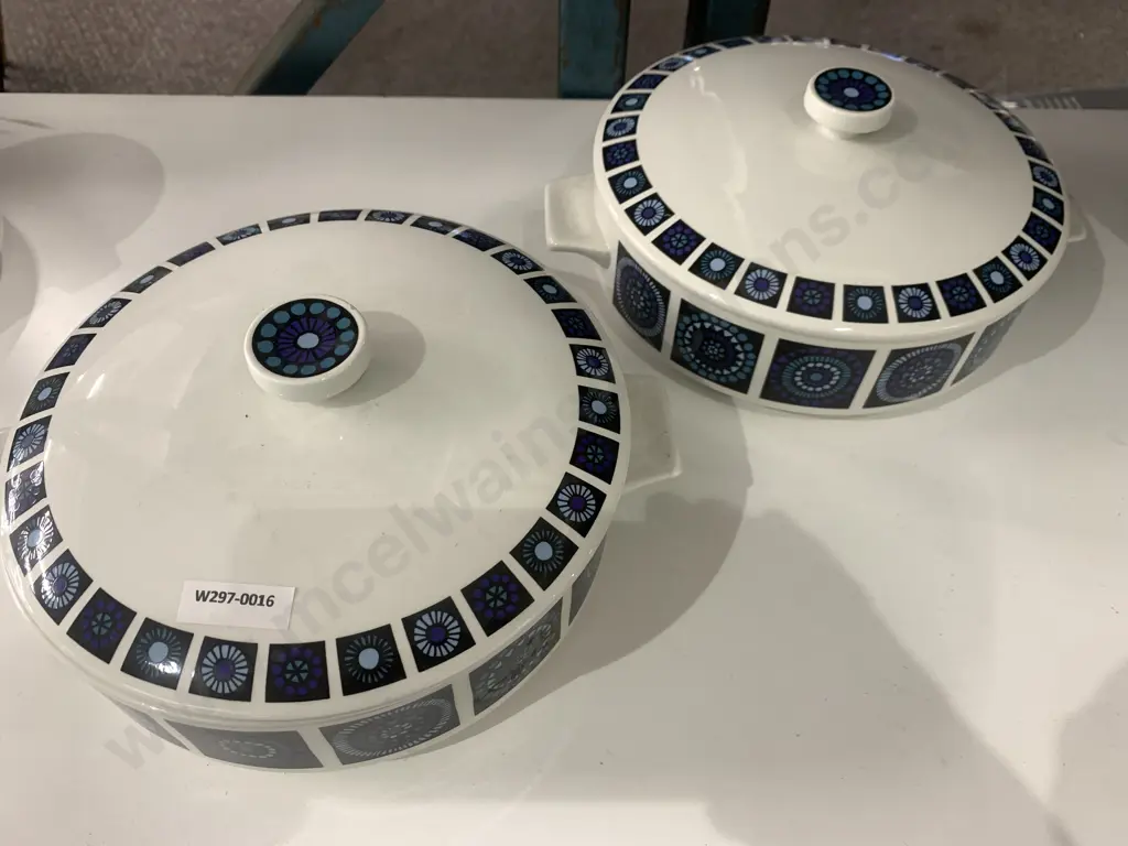 Vintage Midwinter Marquis Of Queensbury Madeira Pattern Lidded Casserole Dishes x 2 Image 1++