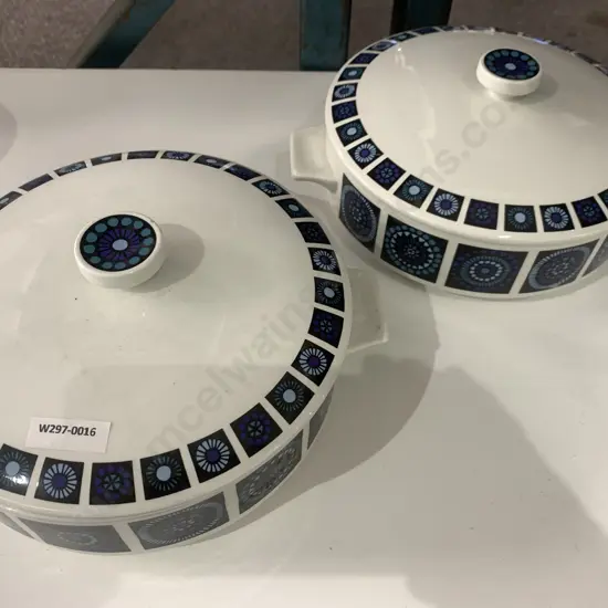 Vintage Midwinter Marquis Of Queensbury Madeira Pattern Lidded Casserole Dishes x 2