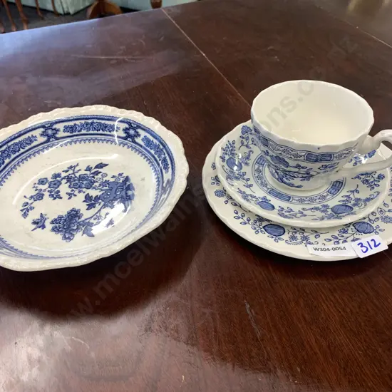 Assortment Of Blue & White Flo China Items Including Myott & Mason Ware