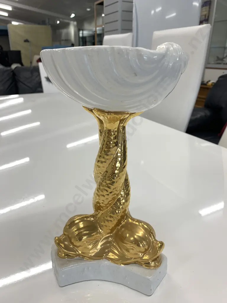 Art Deco Dish With Fish Pedestal, H25cm Image 1++