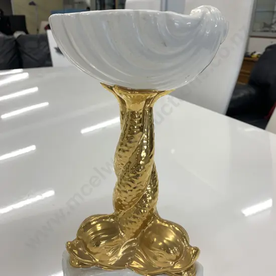 Art Deco Dish With Fish Pedestal, H25cm