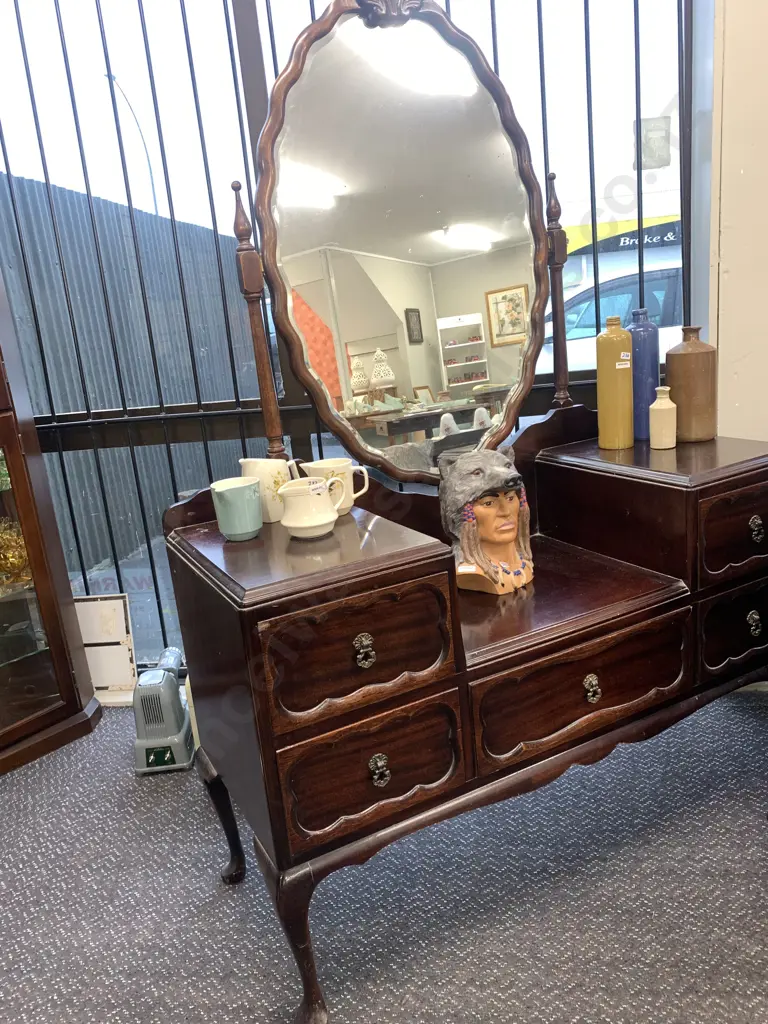 Mahogany 5 Piece Bedroom Suite, Country Comfort Mattress, Dressing Table, Tallboy, Pair of Bedside Cabinets & Bed Image 1++