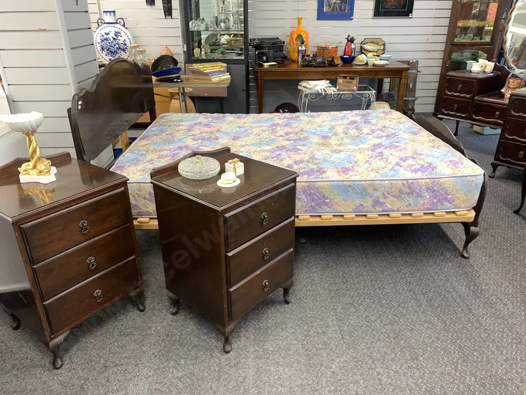 Mahogany 5 Piece Bedroom Suite, Country Comfort Mattress, Dressing Table, Tallboy, Pair of Bedside Cabinets & Bed Image 1++