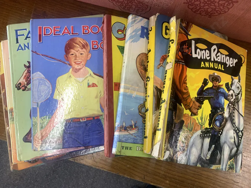 Assortment Of Vintage Books Including 'The Lone Ranger', 'Rupert', 'Cowboy Hero' Etc Image 1++