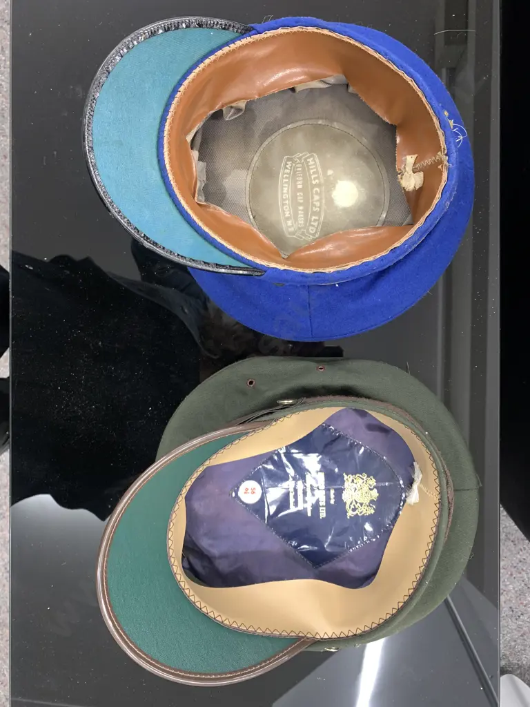 Antique Hills Hats Ltd Caps x 2, Uniform Cap Makers, 1 x Green, 1 x Blue Image 1++
