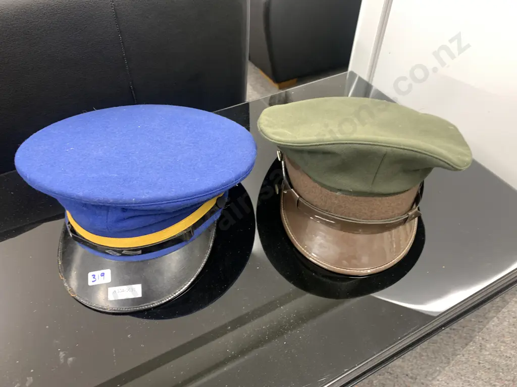 Antique Hills Hats Ltd Caps x 2, Uniform Cap Makers, 1 x Green, 1 x Blue Image 1++
