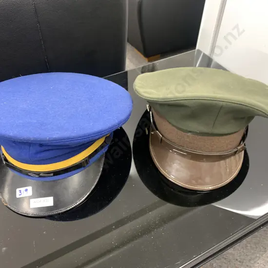 Antique Hills Hats Ltd Caps x 2, Uniform Cap Makers, 1 x Green, 1 x Blue