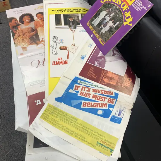 Assortment Of Vintage Movie Advertising Posters & Songs OF Joy Record