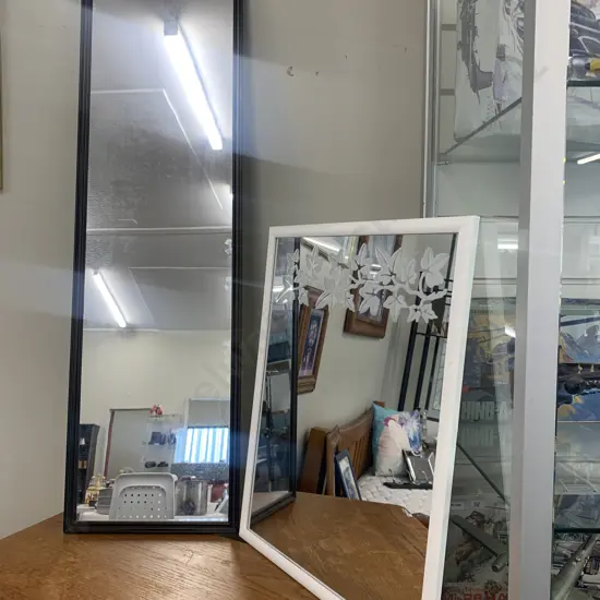 Mirrors x 2, 124cm Brown Rectangular & 58 x 47cm White Framed