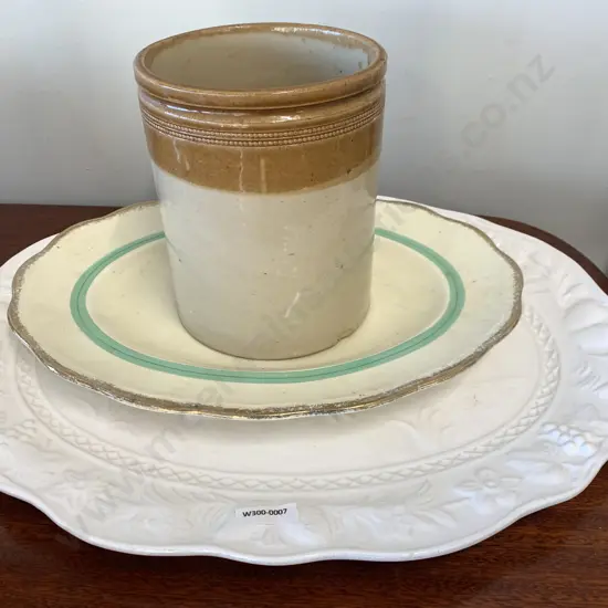 Alfred Meakin Oval Platter, White Turkey Oval Platter & Stone Jar (af)  