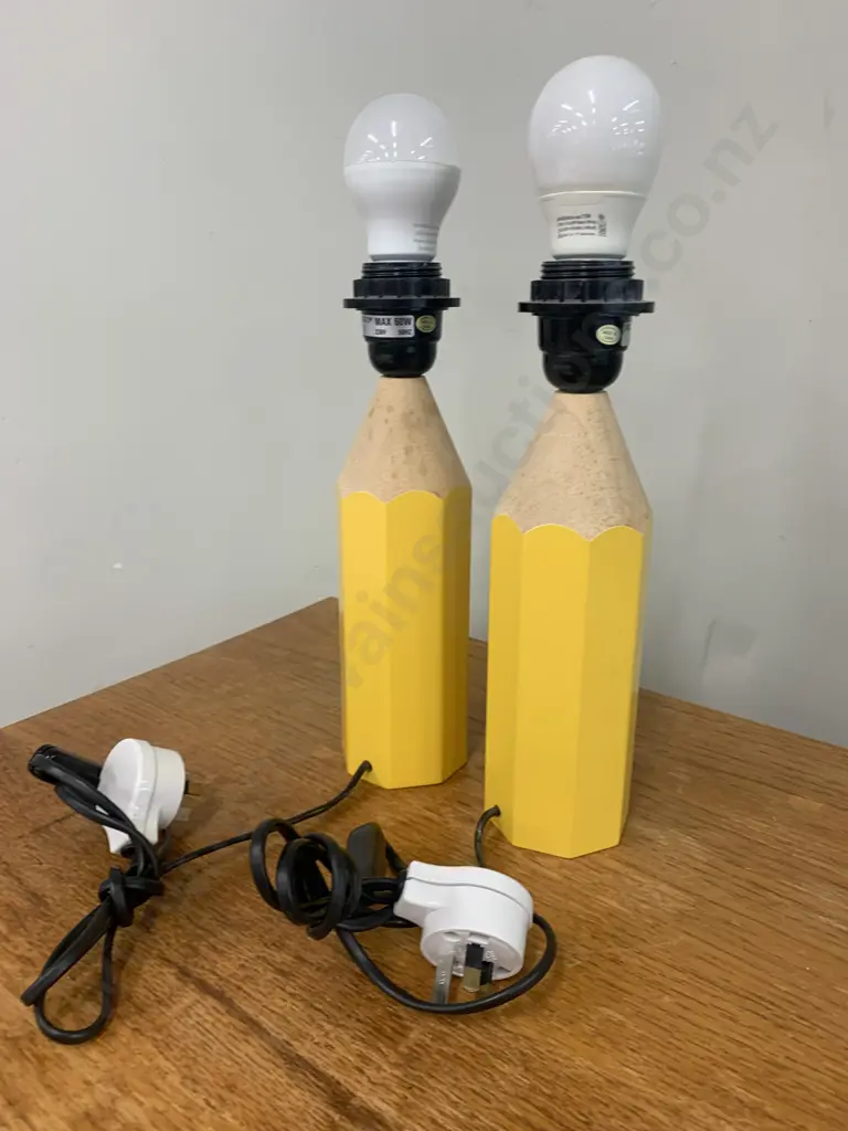 Pair of Funky Yellow Crayon Table Lamp Bases Image 1++
