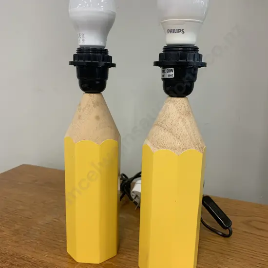 Pair of Funky Yellow Crayon Table Lamp Bases