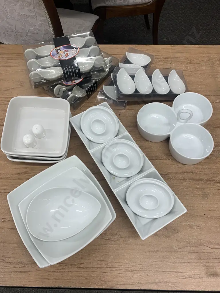 Large Selection Of White Crockery Including Bowls, Egg cups, Etc  Image 1++