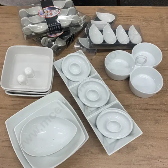 Large Selection Of White Crockery Including Bowls, Egg cups, Etc 