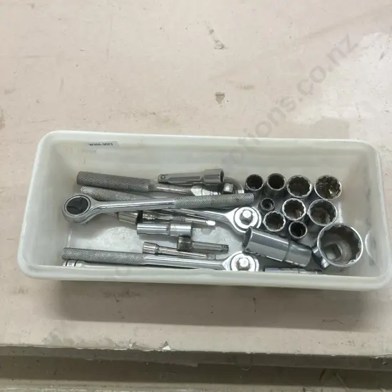 Assorted Sockets In Plastic Container