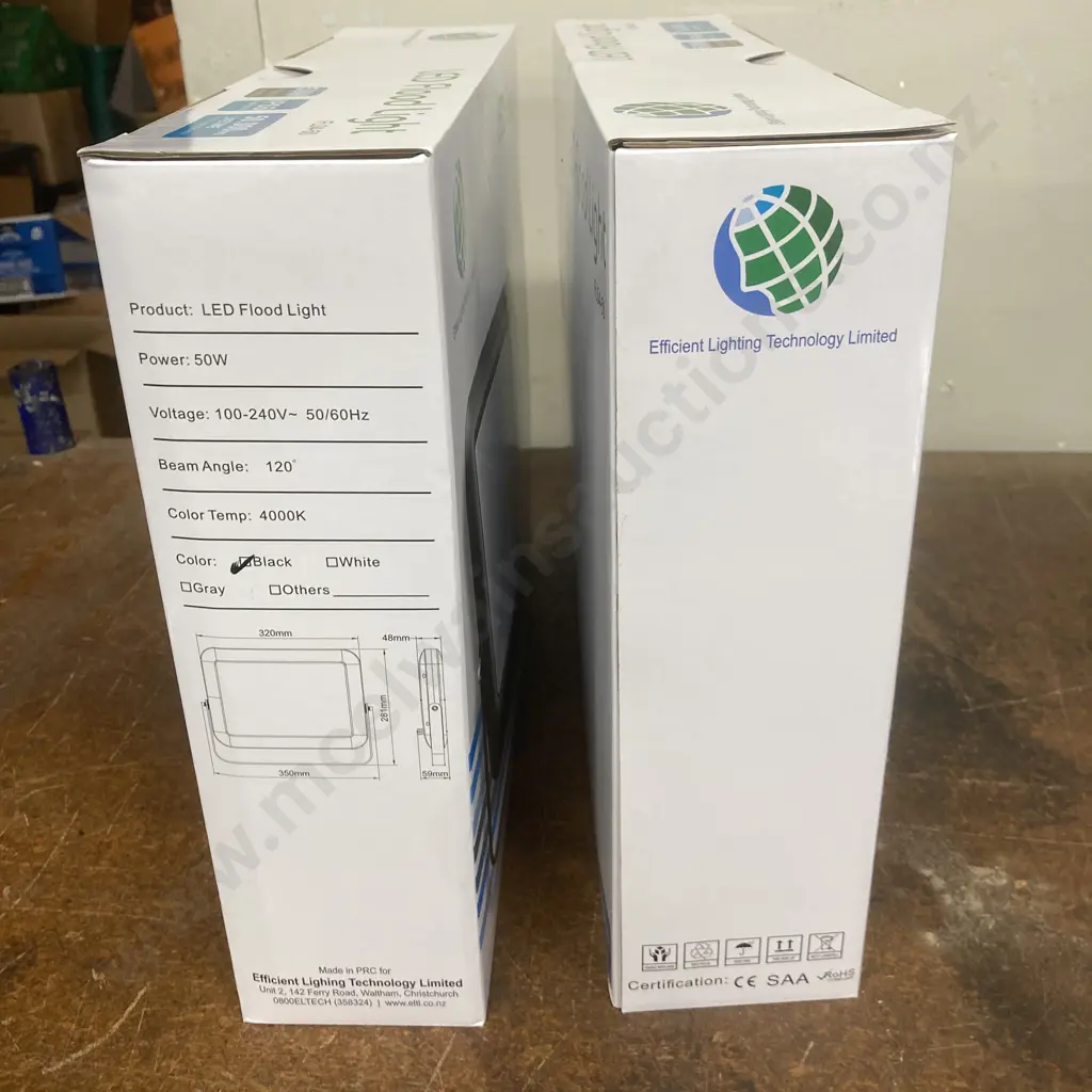 New LED Flood Lights, Model FLO4-50, 50W, IP66 Weatherproof, Pair of Image 1++