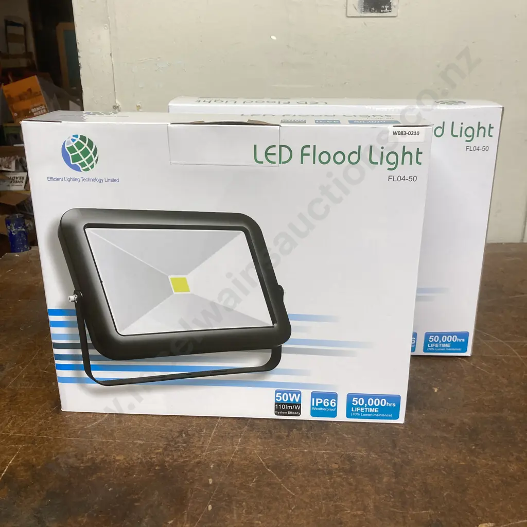 New LED Flood Lights, Model FLO4-50, 50W, IP66 Weatherproof, Pair of Image 1++
