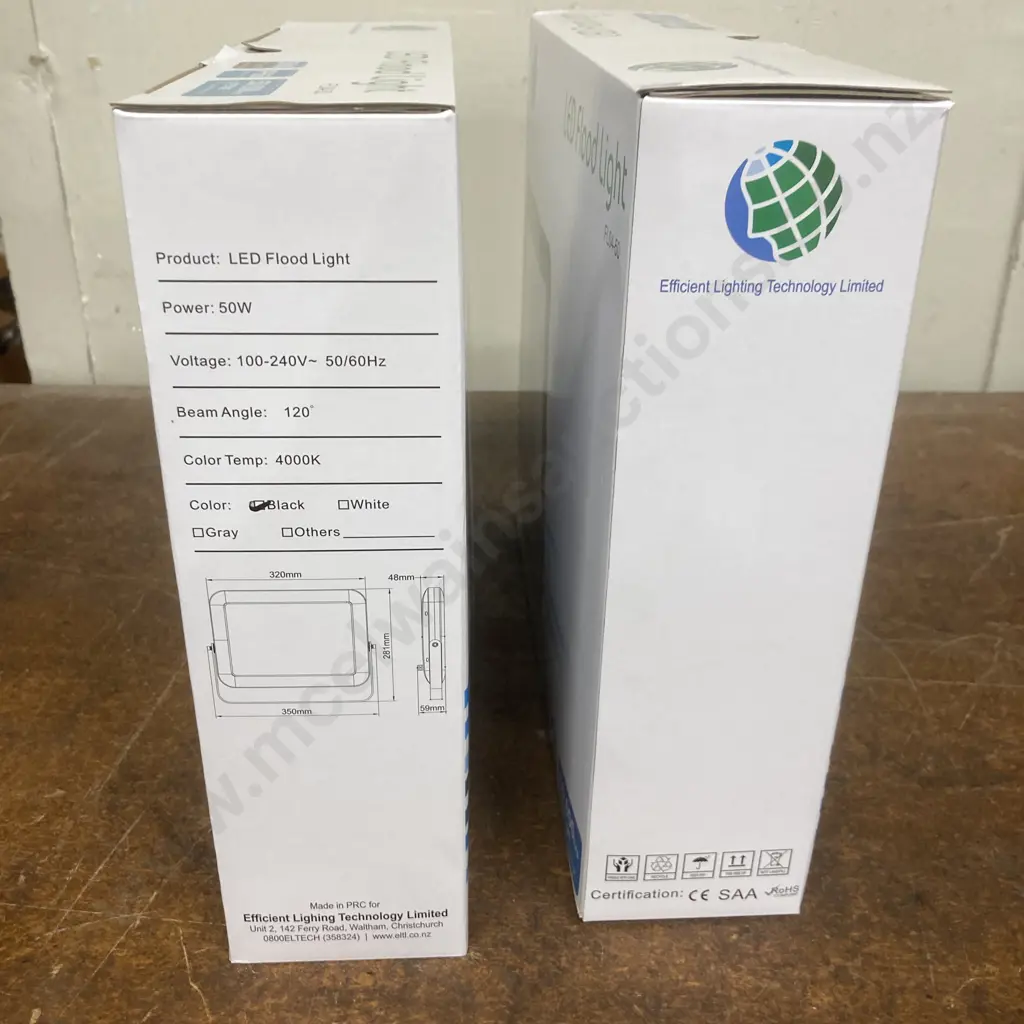 New LED Flood Lights, Model FLO4-50, 50W, IP66 Weatherproof, Pair of Image 1++