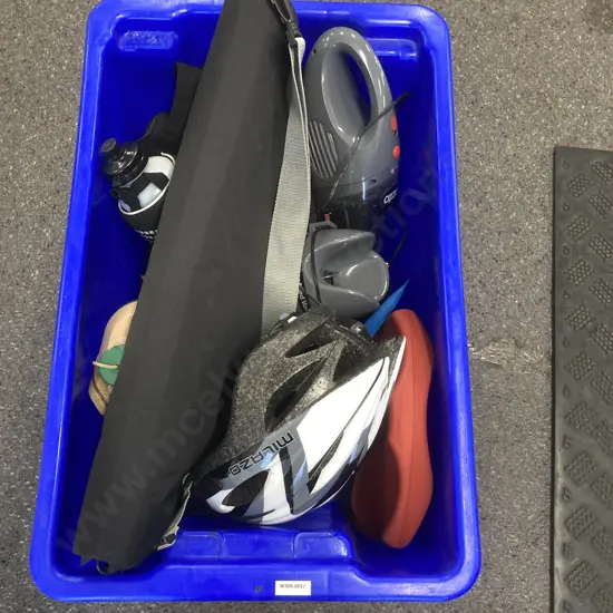 Blue Bin, Wet & Dry Shed Vac, Helmet, Bottles, Chain Lock Etc