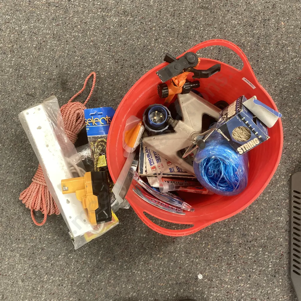 Red Bin Bungees, Sprinklers, Power Board, Ropes, Etc Image 1++