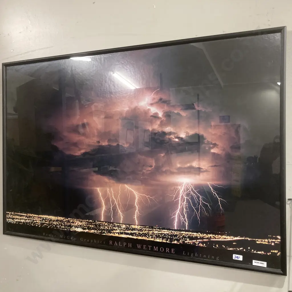 Framed Artwork Titled Lightning, Bruce McGaw Graphics Ralph Wetmore, 63 x 93cm Image 1++