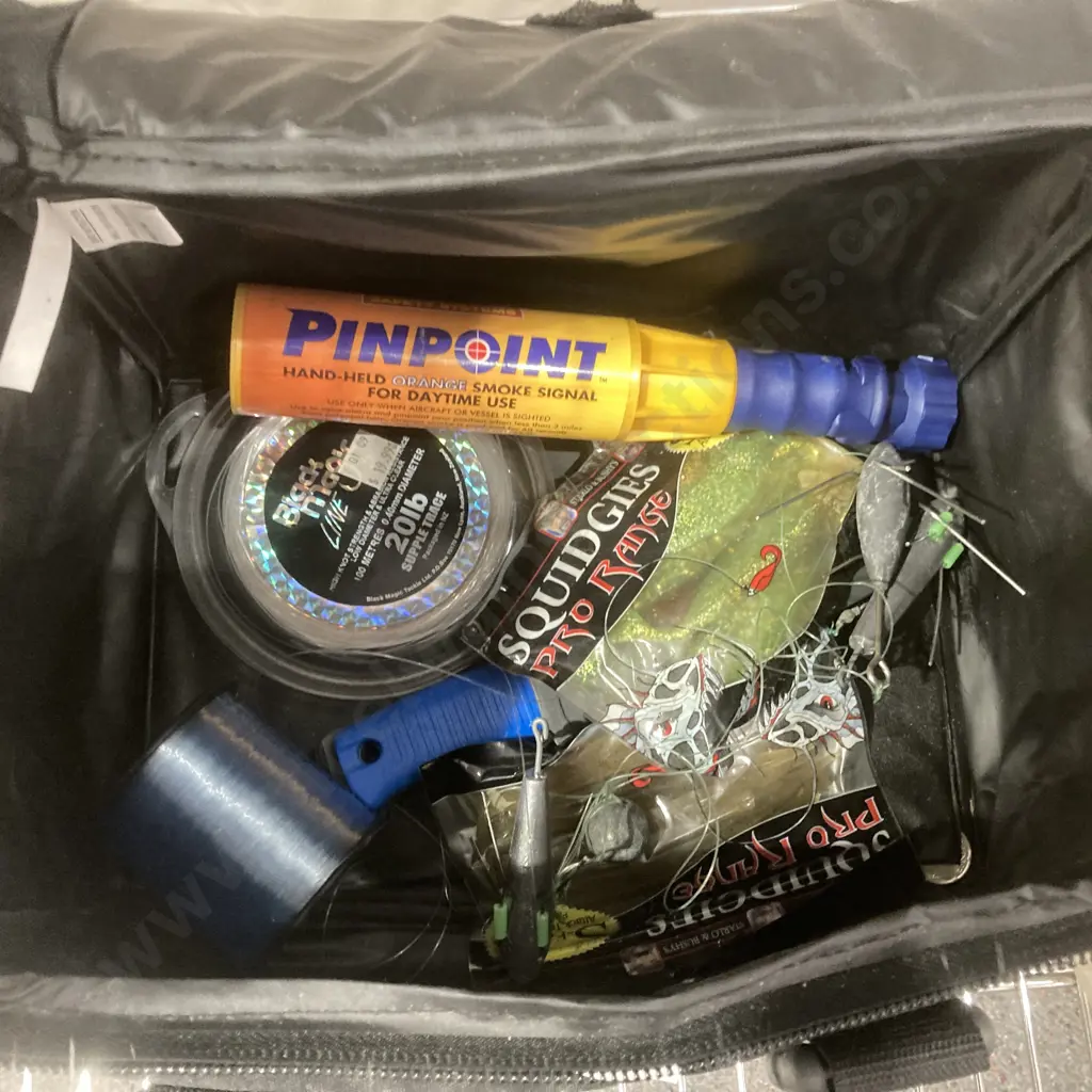 Black Magic Fishing Tackle Bag With Hooks, Lures, Line Etc Image 1++