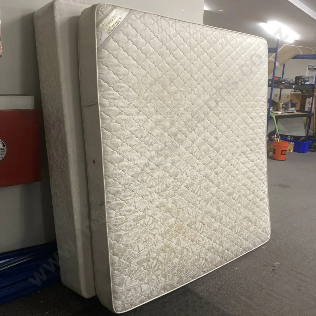 SilentNight Orthopaedic (UAE) Bed, W200 L192cm, Split Base, With Padded Fabric Headboard (Random Bed Legs) Image 1++