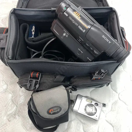 Sony Video Camera Recorder Model CCD-TR550E, 48x Digital Zoom, In Case, & FujiFilm A350 Digital Camera