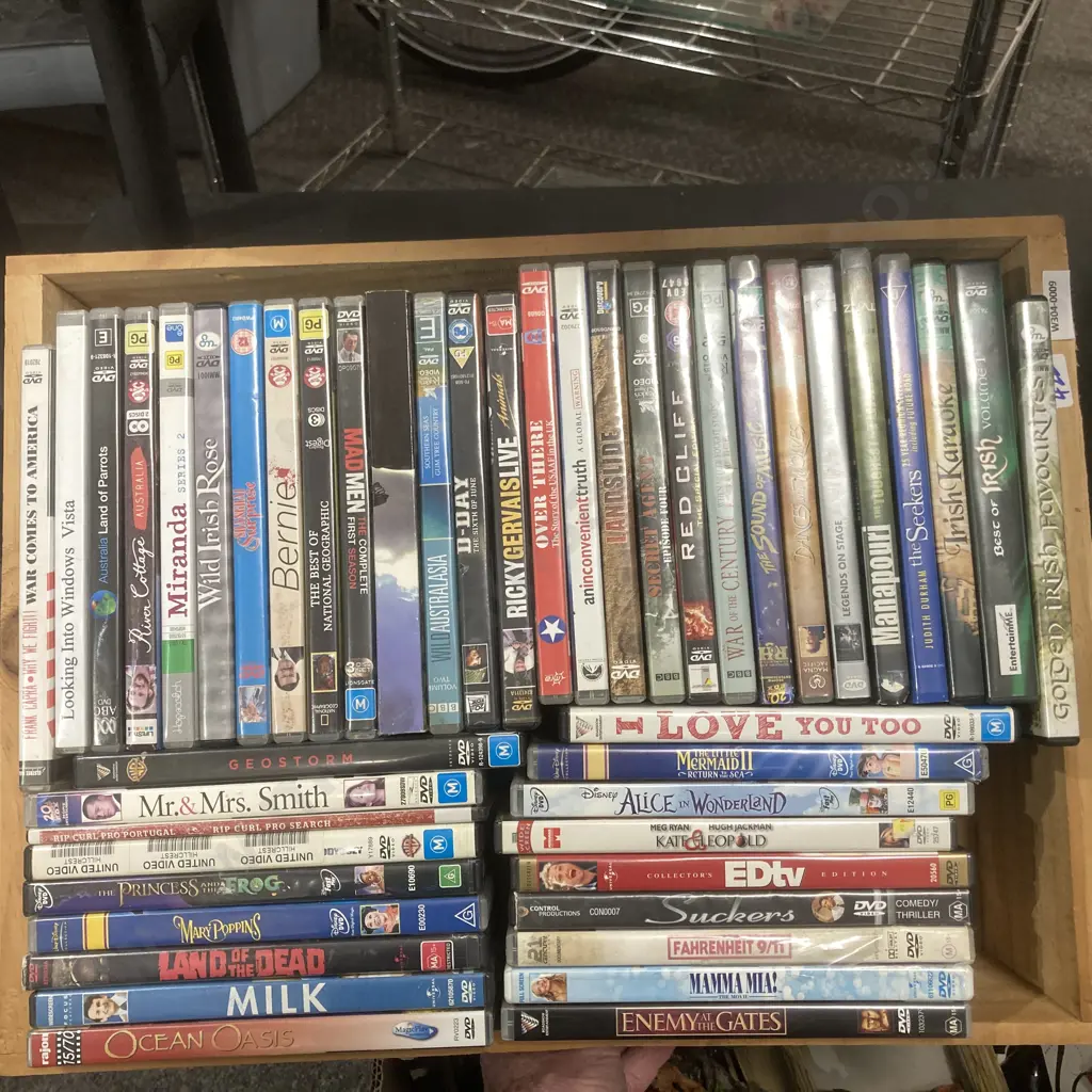 Assorted DVD's In Wooden Box, Alice In Wonderland, Miranda Etc Image 1++