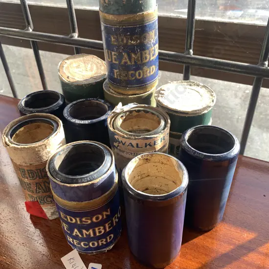 Rare Assortment of Edison Phonograph 4m Amberol Cylinders