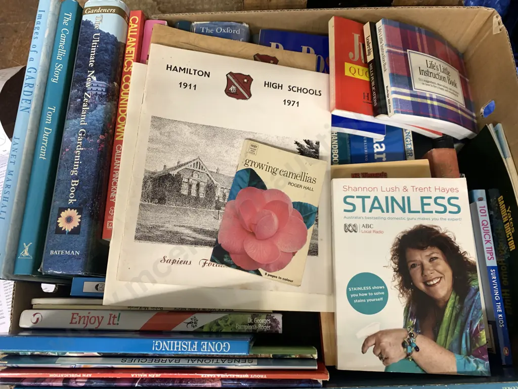 Box Lot Of Vintage Books Including Hamilton Girls High, Gardening Etc Image 1++